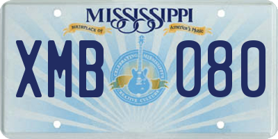 MS license plate XMB080