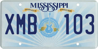MS license plate XMB103