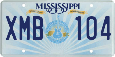 MS license plate XMB104