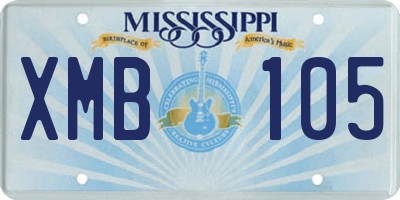 MS license plate XMB105