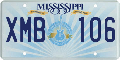 MS license plate XMB106