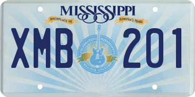 MS license plate XMB201
