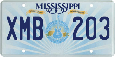 MS license plate XMB203