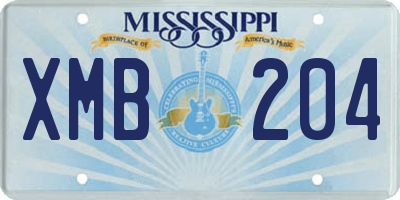MS license plate XMB204