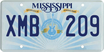 MS license plate XMB209