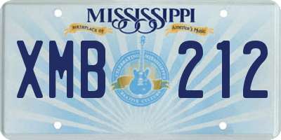 MS license plate XMB212