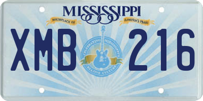 MS license plate XMB216