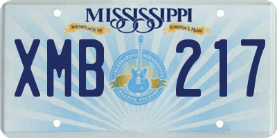 MS license plate XMB217