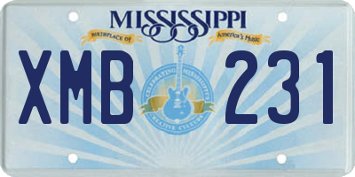 MS license plate XMB231