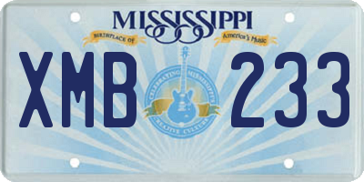 MS license plate XMB233