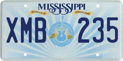 MS license plate XMB235