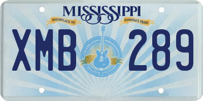 MS license plate XMB289