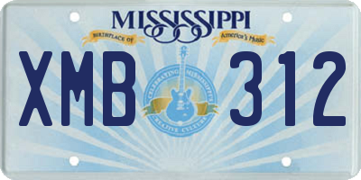 MS license plate XMB312