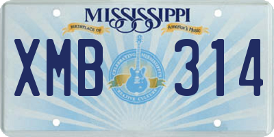 MS license plate XMB314
