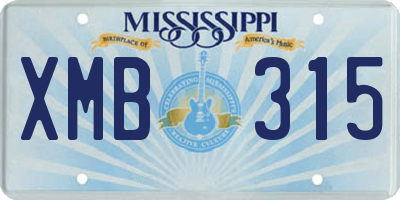 MS license plate XMB315