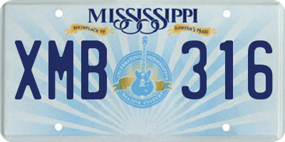 MS license plate XMB316