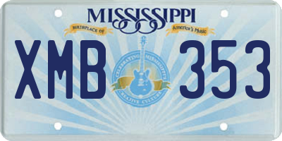 MS license plate XMB353