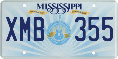 MS license plate XMB355
