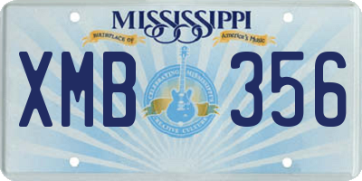 MS license plate XMB356