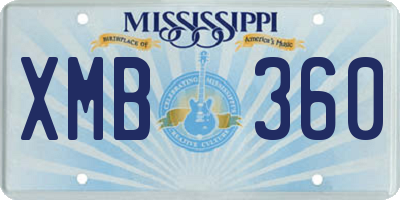 MS license plate XMB360