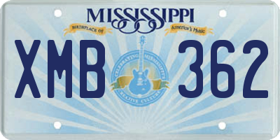 MS license plate XMB362