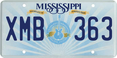 MS license plate XMB363