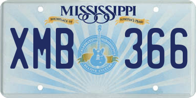 MS license plate XMB366