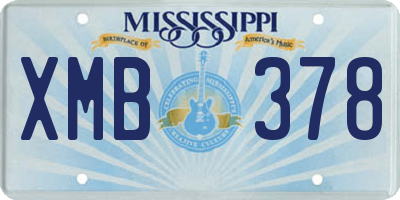 MS license plate XMB378