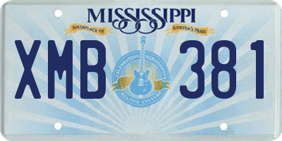 MS license plate XMB381