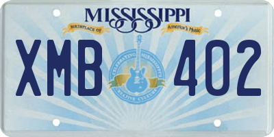 MS license plate XMB402