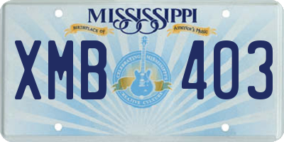 MS license plate XMB403