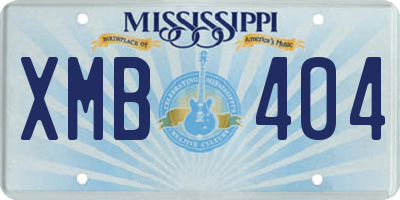 MS license plate XMB404