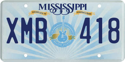 MS license plate XMB418