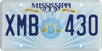 MS license plate XMB430