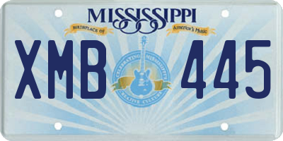 MS license plate XMB445