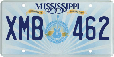 MS license plate XMB462