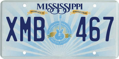 MS license plate XMB467