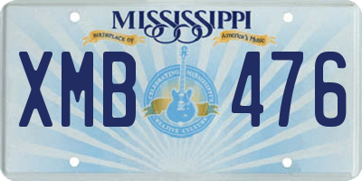 MS license plate XMB476