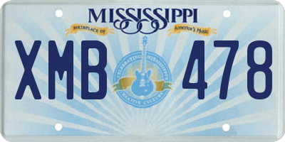 MS license plate XMB478