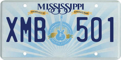 MS license plate XMB501