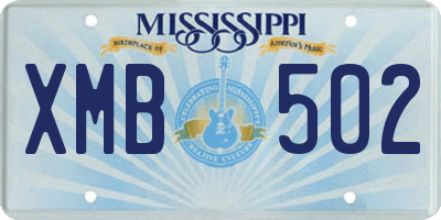 MS license plate XMB502