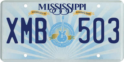 MS license plate XMB503