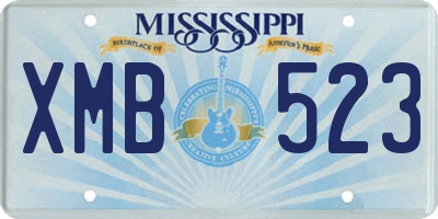 MS license plate XMB523