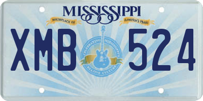 MS license plate XMB524