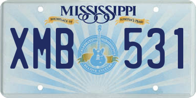 MS license plate XMB531