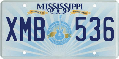 MS license plate XMB536