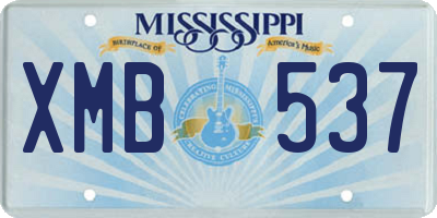 MS license plate XMB537