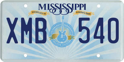MS license plate XMB540