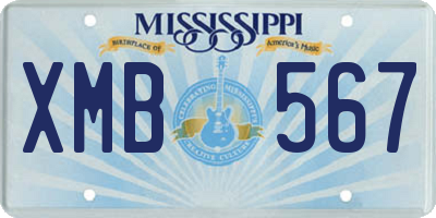 MS license plate XMB567