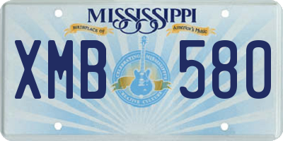 MS license plate XMB580